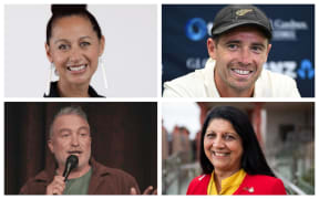 Collage for King's Birthday wrap ....top left: Dr Maxine Ronald Tim Southee, Ranjna Patel and Dai Henwood.