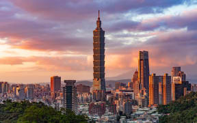 Taiwan's Taipei City at sunset.