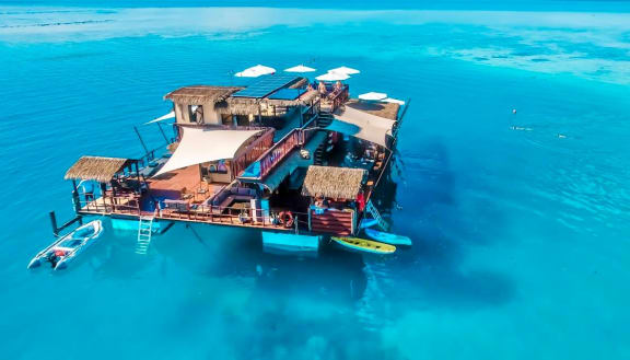 Seventh Heaven is a 5-star floating bar and restaurant in the Mamanucas in Fiji.