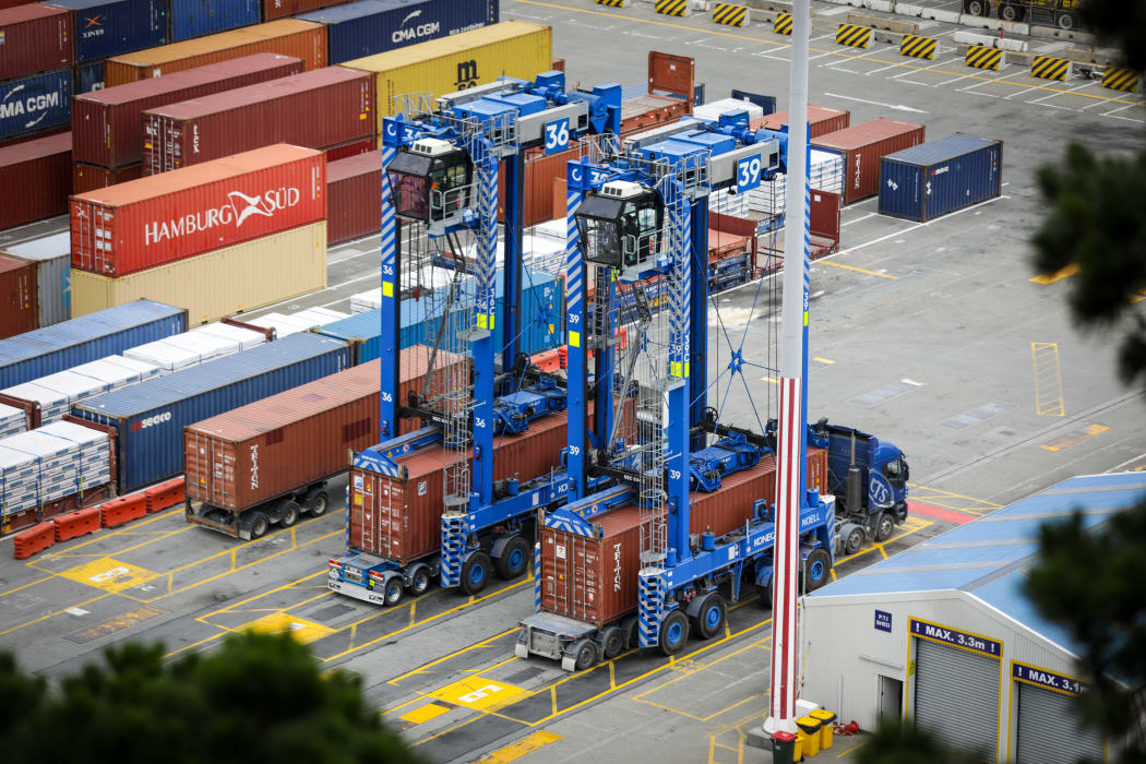 Containers being unloaded at Lyttelton Port