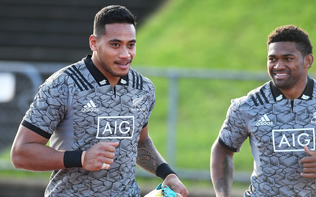 Shannon Frizell and Waisake Naholo at
All Blacks training session.