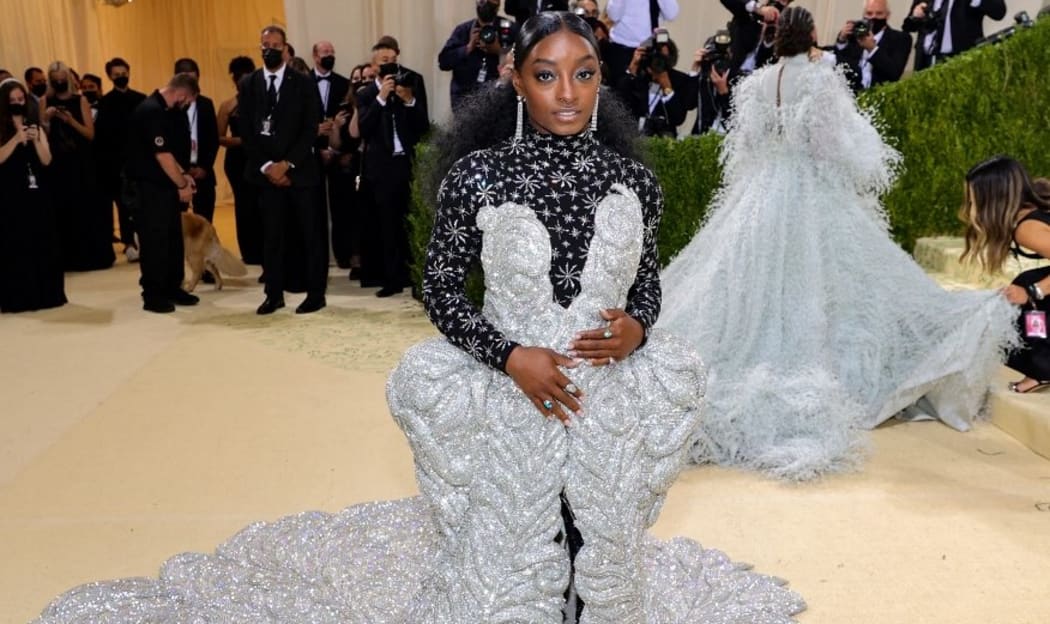 NEW YORK, NEW YORK - SEPTEMBER 13: Simone Biles attends The 2021 Met Gala Celebrating In America: A Lexicon Of Fashion at Metropolitan Museum of Art on September 13, 2021 in New York City.