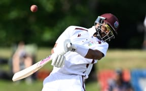 West Indies batsman Shai Hope during play on Day 4 of the first cricket test match between New Zealand and West Indies at Hagley Oval in Christchurch.