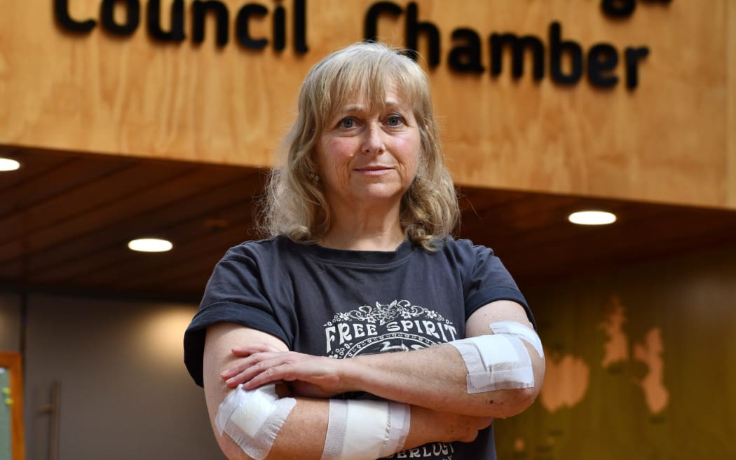 Suz Guet, attacked by three dogs in Rotorua, has shared her experience with Rotorua councillors.