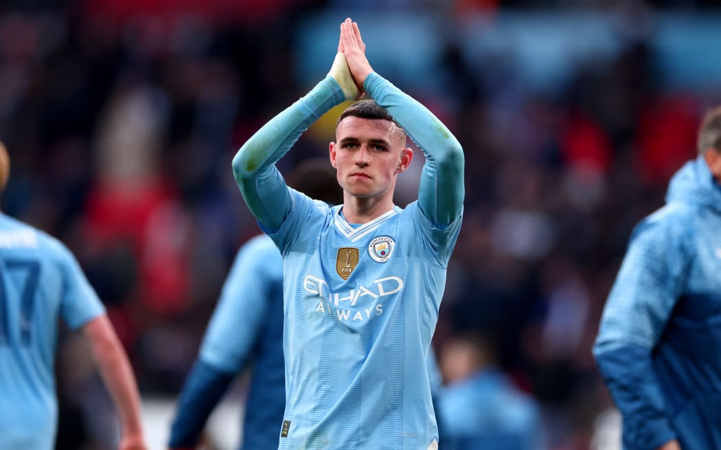 20th April 2024;  Wembley Stadium, London, England; FA Cup Semi Final Football, Manchester City versus Chelsea; Phil Foden of Manchester City celebrates the 1-0 win
