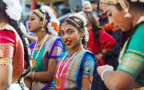 Diwali performer, Aotea Square, 11 Oct.