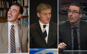 Left to right: Robbie Nicol, Bill English and John Oliver