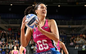 Aliyah Dunn of the Steel during the ANZ Premiership Netball match, Tactix Vs Steel.