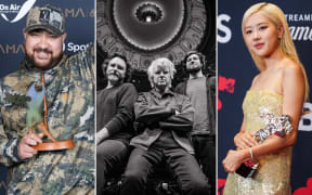 A composite image of Hori Shaw, Crowded House band members including Neil Finn and Blackpink's ROSÉ whose songs were among the most streamed in NZ this year on Spotify.