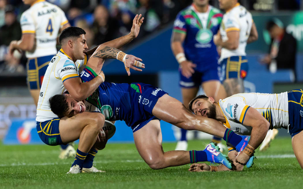 Warriors Charnze Nicoll-Klokstad during the - NRL Premiership - Warriors v Eels at Go Media Stadium.