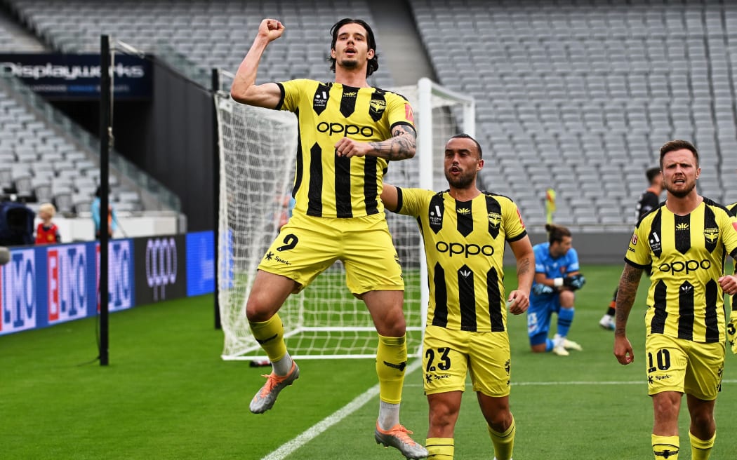 Phoenix player Oskar Zawada celebrates a goal.