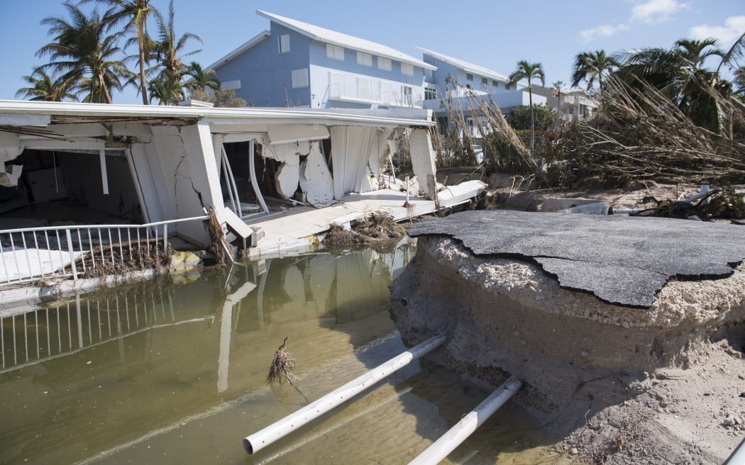 A three-storey condo in the Florida keys was reduced to rubble by the force of the storm.