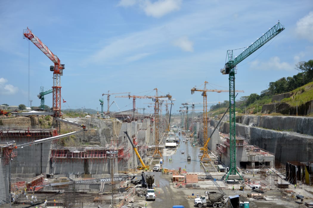 Panama Canal locks under construction in August.