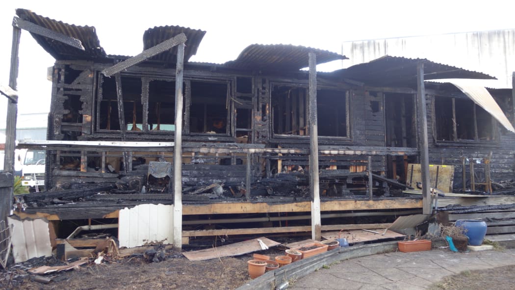 The flats - in the industrial area of Glendene, Auckland - were destroyed by the fire on Friday 25 September 2015.
