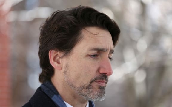 Canadian Prime Minister Justin Trudeau comments on the shooting in Nova Scotia during a news conference April 20, 2020 in Ottawa, Canada.