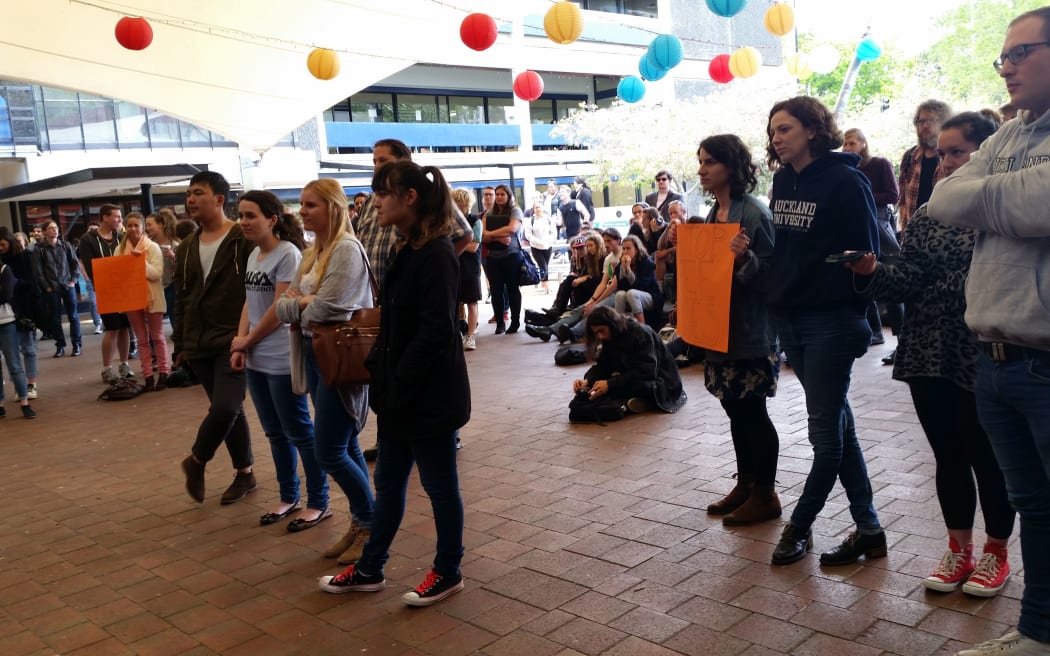 Student protesters at the University of Auckland