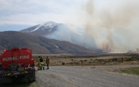 The Mackenzie Basin fire front from a property on Quailburn Road, near Omarama.