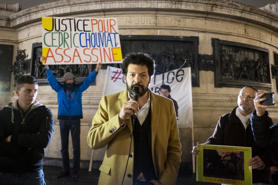 Rallying for justice on the circumstances of Cedric Chouviat's death on 3 January, after a police check. In the presence of the family's lawyer, Master Arie Alimi and Adama Traore's sister, Assa Traore. Place de la Republique, Paris.