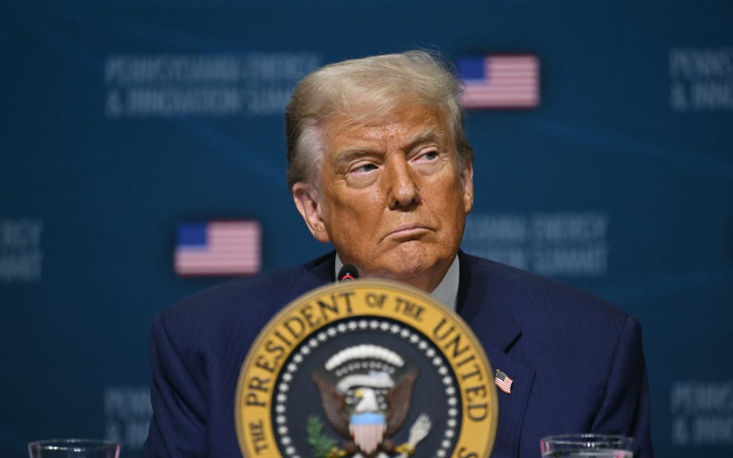 US President Donald Trump attends the inaugural Pennsylvania Energy and Innovation Summit on the campus of Carnegie Mellon University in Pittsburgh, Pennsylvania, on July 15, 2025. (Photo by ANDREW CABALLERO-REYNOLDS / AFP)