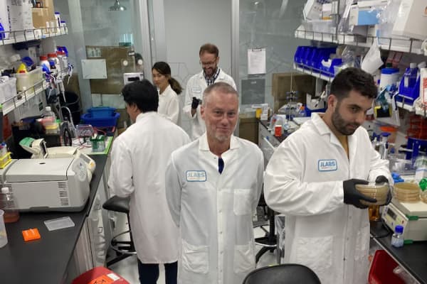 Tim Friede (centre), at the lab at Centivax, a start-up creating the antivenom.