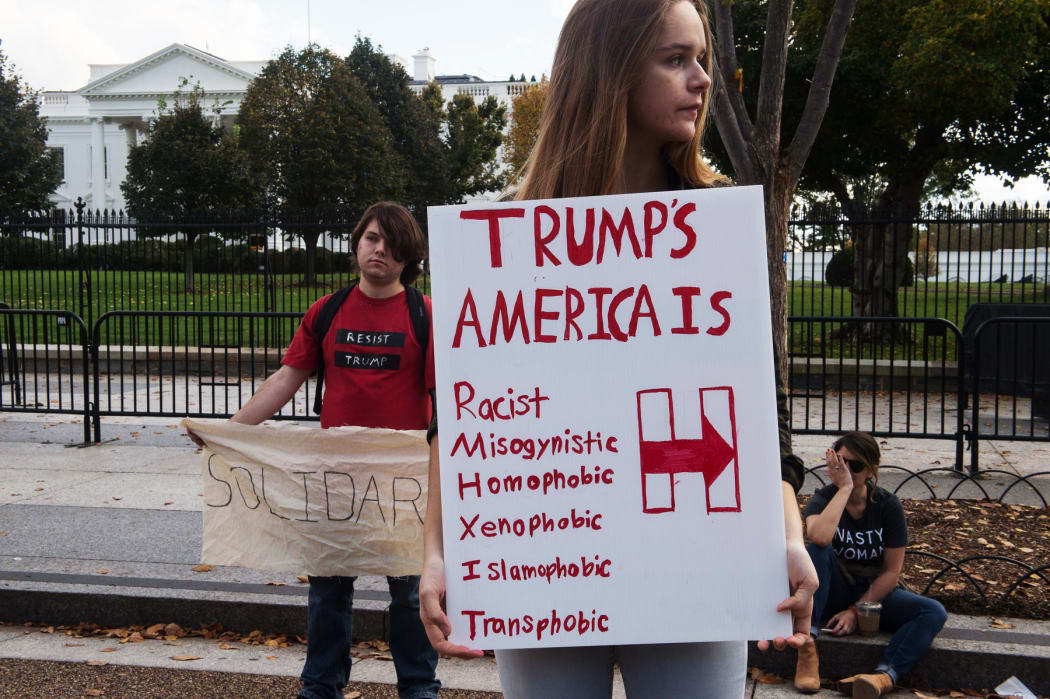 Protesters outside the White House in Washington, DC.