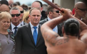 John Key is welcomed to Te Tii Marae