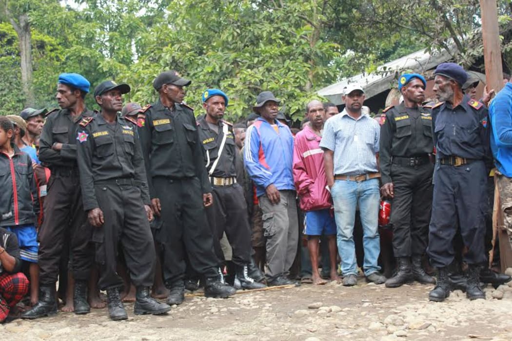 Papuan security forces in attendance at the Wamena ceremony.