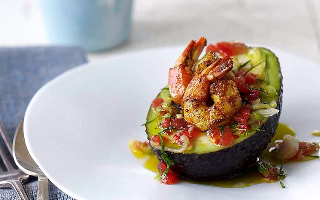 Avocados & Prawns with Lime & Tomato Salsa