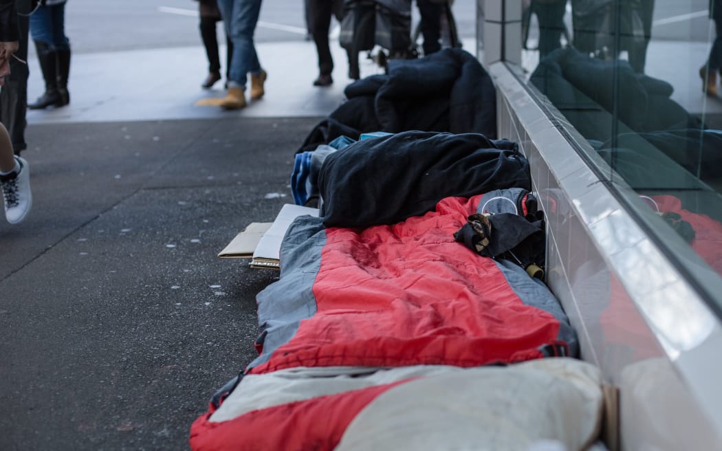 General vision of homelessness in Auckland central city.