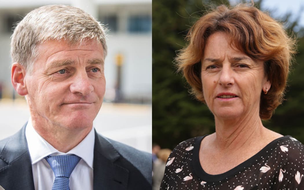Bill English, left, and Susan Devoy