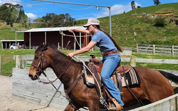 Riley practicing breakaway roping