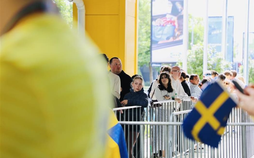 A handful of eager shoppers have begun to gather outside the new IKEA store