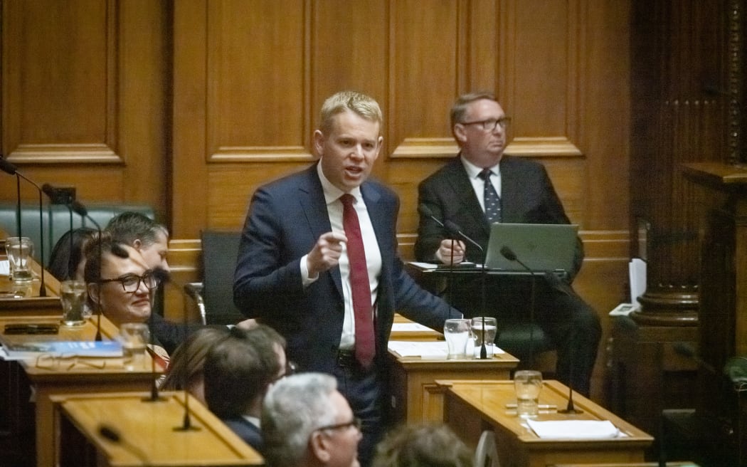 Prime Minister Chris Hipkins rallies the troops during his budget debate speech.