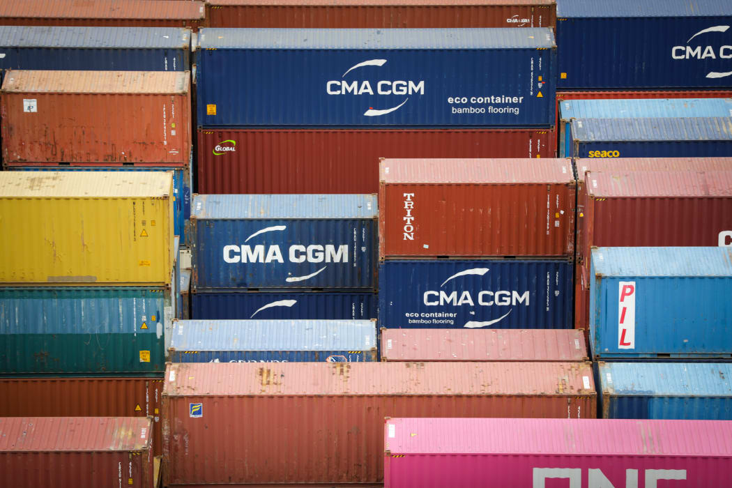 Containers being unloaded at Lyttelton Port