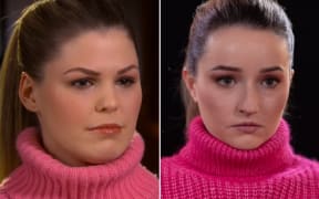 Belle Gibson (left) and her Netflix counterpart, played by US actor Kaitlyn Dever.