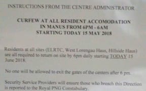 Notice of the curfew.
