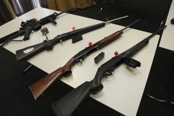 Some of the illegal and legal firearms on display at the demonstration by police