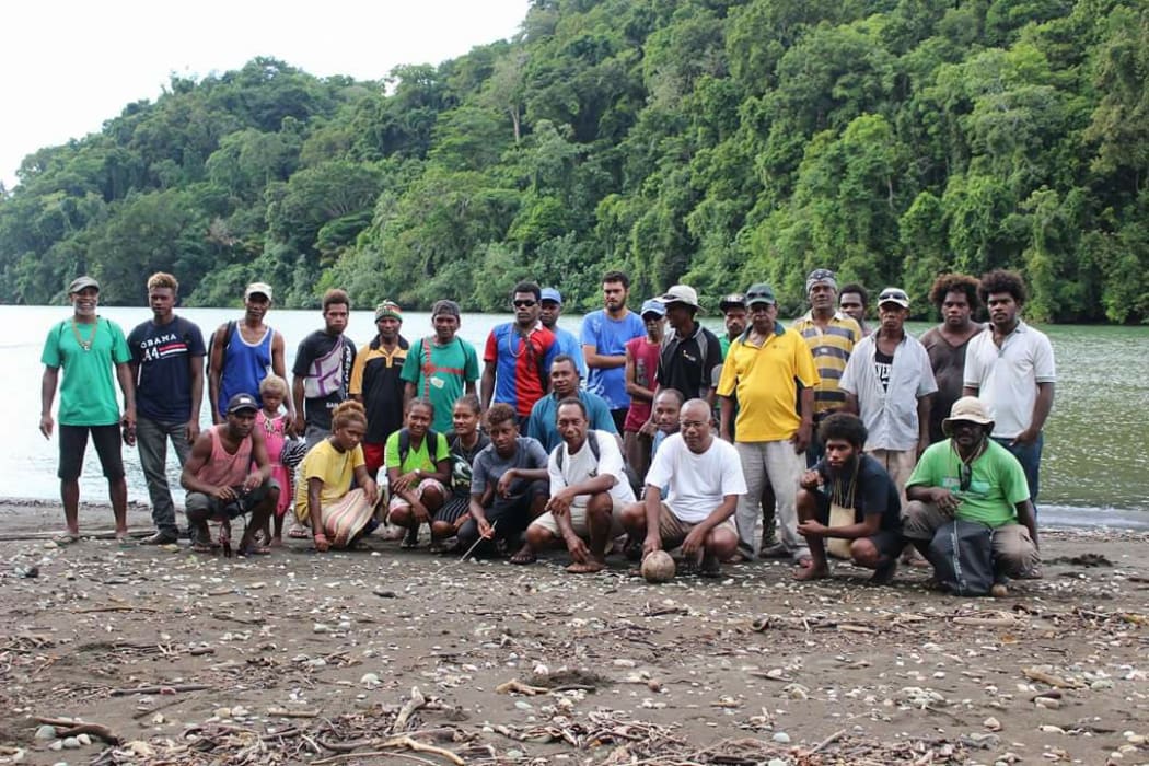 Leaders of the Ma'asina Green Belt Initiative at the Wairaha River in Are Are, Malaita Province.
