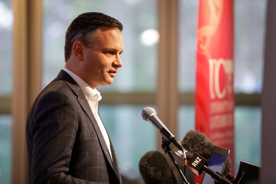 Climate Change Minister James Shaw at the University of Canterbury announcing six projects tol be supported by the government’s clean-powered public service fund.