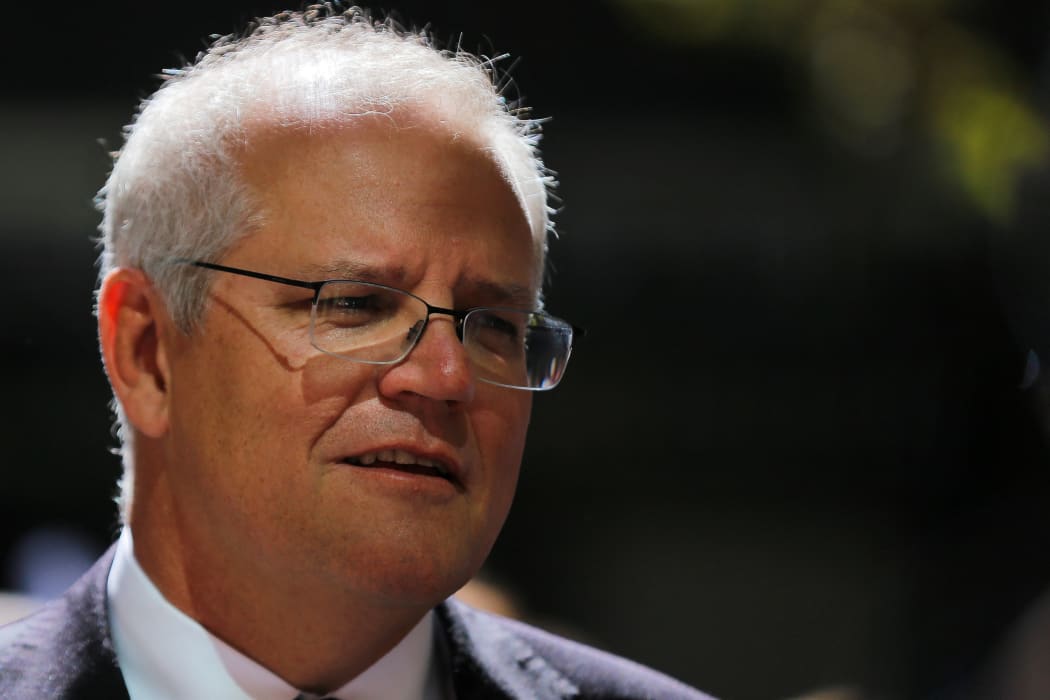 Australian prime minister Scott Morrison is pictured after attending a church service at St Andrews Cathedral in Sydney on 11 April 2021.