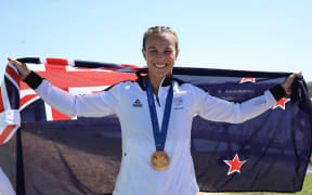 Dame Lisa Carrington of New Zealand wins gold in the women’s Kayak Single 500m at the 2024 Paris Olympics.