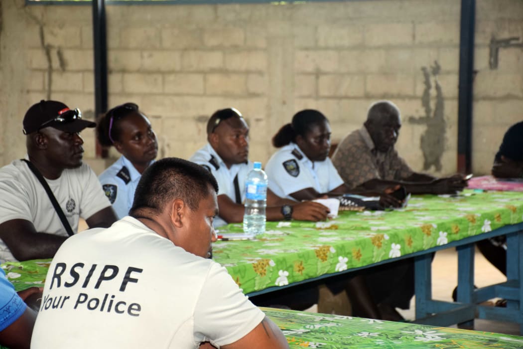 Police in Solomon Islands conducting an awareness meeting in the Shortland Islands ahead of the Bougainville independence referendum in neighbouring PNG.