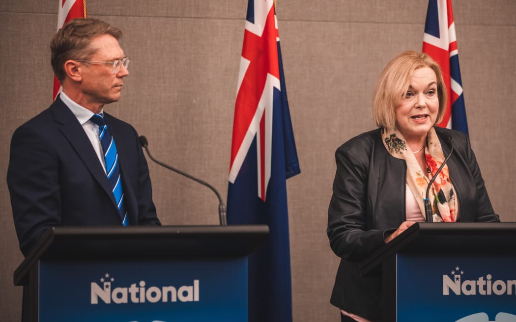 National's finance spokesperson Paul Goldsmith and leader Judith Collins announce the party's tax and economic policy in Wellington 18/09/20