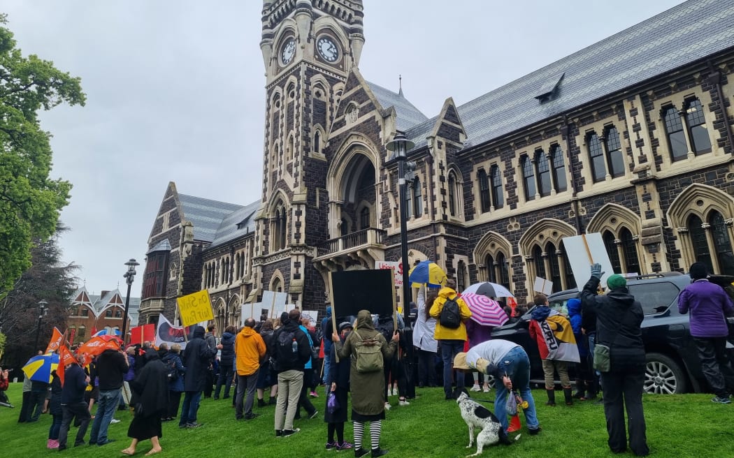 Hundreds members rallied for better pay and working conditions at the University of Otago on 11 October, 2022.