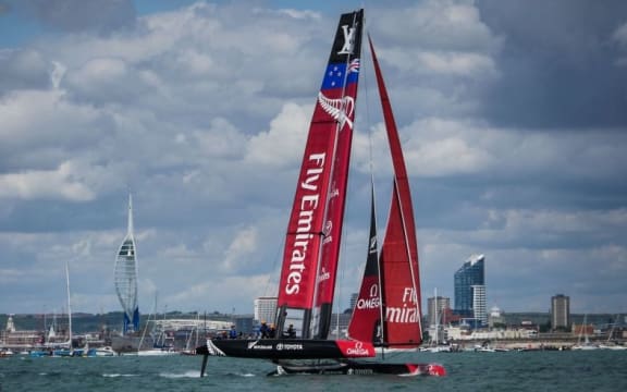 Team New Zealand sailing at the America's Cup World Series.