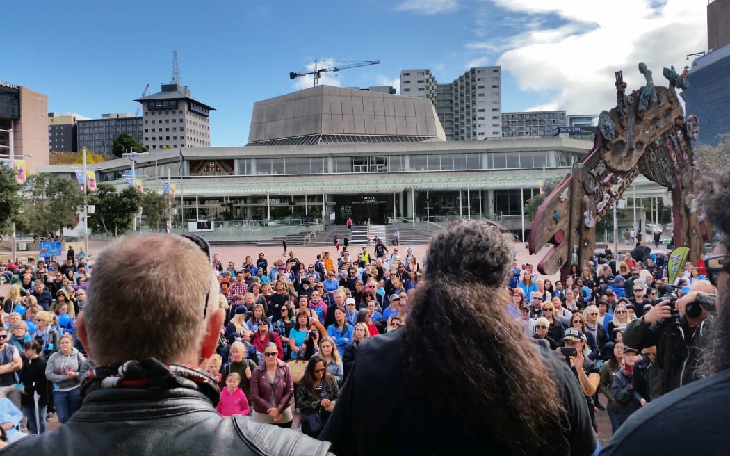 Hundreds gathered at Aotea Square to make a stand on family violence.
