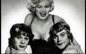 Tony Curtis, Marilyn Monroe and Jack Lemmon in a publicity still for Some Like It Hot (1959)