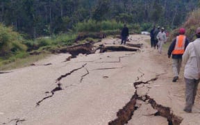 A road in Komo, Hela province of Papua New Guinea, affected by the 7.5 earthquake 26 February 2018.