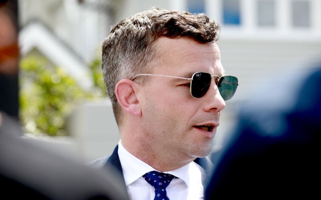 ACT leader David Seymour leaving National Party leader Christopher Luxon's house on 21 November, 2023.