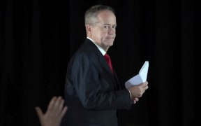 Australian Labor leader Bill Shorten leaves the stage after he conceded defeat to Prime Minister Scott Morrison in the country's general election. Shorten made the announcement to supporters of his opposition Labor party late Saturday night in Melbourne.